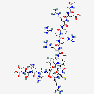 molecular formula C94H162N36O23S B2360431 (4S)-4-[[(2S)-2-acetamidopropanoyl]amino]-5-[[(2S)-5-carbamimidamido-1-[[(2S)-1-[[(2S)-5-carbamimidamido-1-[[(2S)-5-carbamimidamido-1-[[(2S)-5-carbamimidamido-1-[[(2S,3S)-1-[[(3S,6R,9S,12S,16Z,21S)-3-(3-carbamimidamidopropyl)-21-[[(2S)-1-[[(2S)-1-[[(2S)-1-[[(1S,2R)-1-carboxy-2-hydroxypropyl]amino]-3-hydroxy-1-oxopropan-2-yl]amino]-3-(1H-imidazol-4-yl)-1-oxopropan-2-yl]amino]-3-(1H-imidazol-4-yl)-1-oxopropan-2-yl]carbamoyl]-12,21-dimethyl-9-(2-methylpropyl)-2,5,8,11-tetraoxo-6-(sulfanylmethyl)-1,4,7,10-tetrazacyclohenicos-16-en-12-yl]amino]-3-methyl-1-oxopentan-2-yl]amino]-1-oxopentan-2-yl]amino]-1-oxopentan-2-yl]amino]-1-oxopentan-2-yl]amino]-4-methyl-1-oxopentan-2-yl]amino]-1-oxopentan-2-yl]amino]-5-oxopentanoic acid CAS No. 2050906-89-1