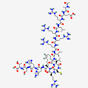 molecular formula C94H162N36O23S B2360431 (4S)-4-[[(2S)-2-乙酰氨基丙酰基]氨基]-5-[[(2S)-5-脲基氨基-1-[[(2S)-1-[[(2S)-5-脲基氨基-1-[[(2S)-5-脲基氨基-1-[[(2S)-5-脲基氨基-1-[[(2S,3S)-1-[[(3S,6R,9S,12S,16Z,21S)-3-(3-脲基氨基丙基)-21-[[(2S)-1-[[(2S)-1-[[(2S)-1-[[(1S,2R)-1-羧基-2-羟基丙基]氨基]-3-羟基-1-氧代丙烷-2-基]氨基]-3-(1H-咪唑-4-基)-1-氧代丙烷-2-基]氨基]-3-(1H-咪唑-4-基)-1-氧代丙烷-2-基]氨基甲酰基]-12,21-二甲基-9-(2-甲基丙基)-2,5,8,11-四氧代-6-(硫代甲基)-1,4,7,10-四氮杂环二十烷-16-烯-12-基]氨基]-3-甲基-1-氧代戊烷-2-基]氨基]-1-氧代戊烷-2-基]氨基]-1-氧代戊烷-2-基]氨基]-1-氧代戊烷-2-基]氨基]-4-甲基-1-氧代戊烷-2-基]氨基]-5-氧代戊酸 CAS No. 2050906-89-1