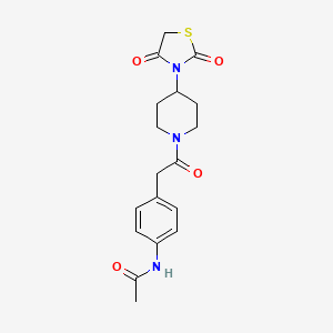 molecular formula C18H21N3O4S B2360435 N-(4-(2-(4-(2,4-dioxothiazolidin-3-yl)piperidin-1-yl)-2-oxoethyl)phenyl)acetamide CAS No. 1795088-14-0