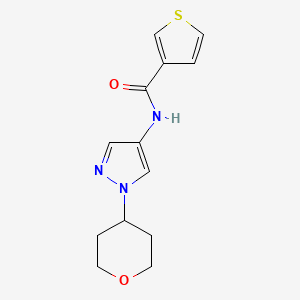 molecular formula C13H15N3O2S B2360437 N-(1-(tetrahydro-2H-pyran-4-yl)-1H-pyrazol-4-yl)thiophene-3-carboxamide CAS No. 1796948-50-9