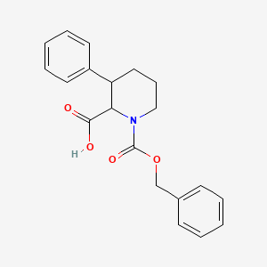 molecular formula C20H21NO4 B2360439 3-Phenyl-1-phenylmethoxycarbonylpiperidine-2-carboxylic acid CAS No. 2137478-29-4