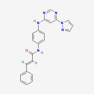molecular formula C22H18N6O B2360461 N-(4-((6-(1H-pyrazol-1-yl)pyrimidin-4-yl)amino)phenyl)cinnamamide CAS No. 1173575-71-7