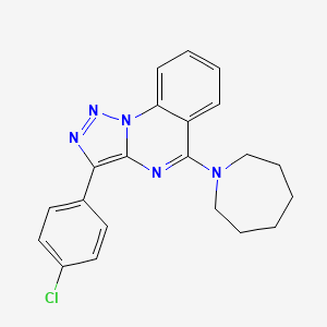 molecular formula C21H20ClN5 B2360462 5-(Azepan-1-yl)-3-(4-chlorophenyl)triazolo[1,5-a]quinazoline CAS No. 866345-60-0