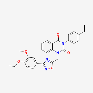 molecular formula C28H26N4O5 B2360465 1-((3-(4-ethoxy-3-methoxyphenyl)-1,2,4-oxadiazol-5-yl)methyl)-3-(4-ethylphenyl)quinazoline-2,4(1H,3H)-dione CAS No. 1207026-94-5