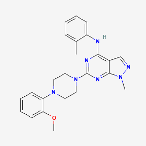 molecular formula C24H27N7O B2360476 6-[4-(2-methoxyphenyl)piperazin-1-yl]-1-methyl-N-(2-methylphenyl)-1H-pyrazolo[3,4-d]pyrimidin-4-amine CAS No. 887454-01-5