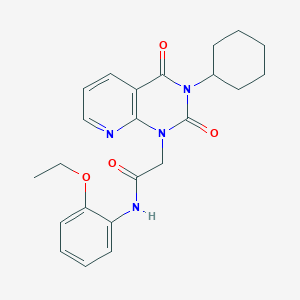 molecular formula C23H26N4O4 B2360485 2-(3-cyclohexyl-2,4-dioxo-3,4-dihydropyrido[2,3-d]pyrimidin-1(2H)-yl)-N-(2-ethoxyphenyl)acetamide CAS No. 902922-59-2