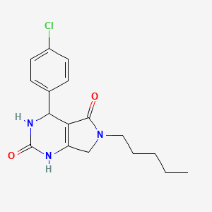 molecular formula C17H20ClN3O2 B2360489 4-(4-chlorophenyl)-6-pentyl-3,4,6,7-tetrahydro-1H-pyrrolo[3,4-d]pyrimidine-2,5-dione CAS No. 941999-49-1
