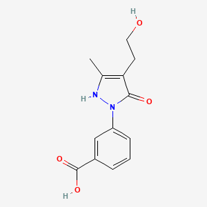 molecular formula C13H14N2O4 B2360495 3-[4-(2-hydroxyethyl)-3-methyl-5-oxo-2,5-dihydro-1H-pyrazol-1-yl]benzenecarboxylic acid CAS No. 885949-88-2