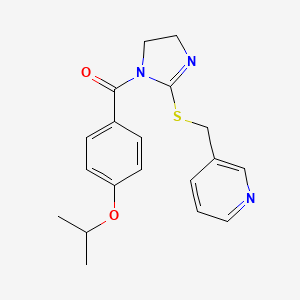 (4-isopropoxyphenyl)(2-((pyridin-3-ylmethyl)thio)-4,5-dihydro-1H-imidazol-1-yl)methanone