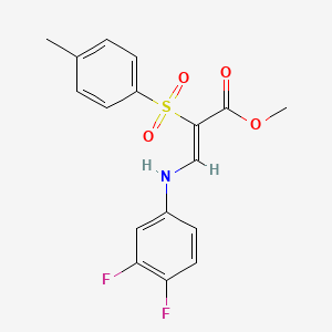 molecular formula C17H15F2NO4S B2360499 methyl (2Z)-3-[(3,4-difluorophenyl)amino]-2-[(4-methylphenyl)sulfonyl]acrylate CAS No. 1564076-46-5