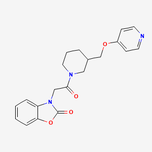 molecular formula C20H21N3O4 B2360500 3-[2-Oxo-2-[3-(pyridin-4-yloxymethyl)piperidin-1-yl]ethyl]-1,3-benzoxazol-2-one CAS No. 2380044-87-9