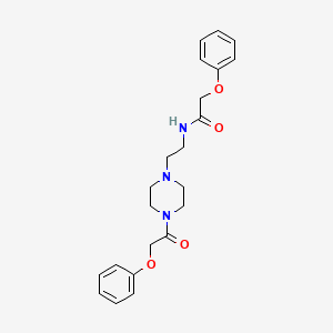molecular formula C22H27N3O4 B2360509 2-Phenoxy-N-(2-(4-(2-phenoxyacetyl)piperazinyl)ethyl)ethanamide CAS No. 547734-34-9