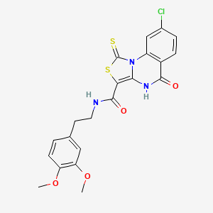 molecular formula C21H18ClN3O4S2 B2360513 8-chloro-N-(3,4-dimethoxyphenethyl)-5-oxo-1-thioxo-4,5-dihydro-1H-thiazolo[3,4-a]quinazoline-3-carboxamide CAS No. 1111063-13-8