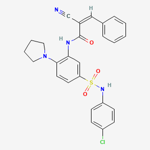 (Z)-N-[5-[(4-Chlorophenyl)sulfamoyl]-2-pyrrolidin-1-ylphenyl]-2-cyano-3-phenylprop-2-enamide