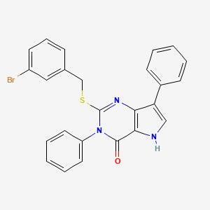 molecular formula C25H18BrN3OS B2360523 2-((3-bromobenzyl)thio)-3,7-diphenyl-3H-pyrrolo[3,2-d]pyrimidin-4(5H)-one CAS No. 2034584-76-2