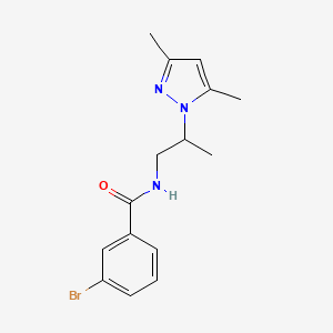 molecular formula C15H18BrN3O B2360524 3-溴-N-[2-(3,5-二甲基吡唑-1-基)丙基]苯甲酰胺 CAS No. 890604-34-9