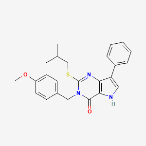 molecular formula C24H25N3O2S B2360534 2-(isobutylthio)-3-(4-methoxybenzyl)-7-phenyl-3H-pyrrolo[3,2-d]pyrimidin-4(5H)-one CAS No. 2034316-17-9