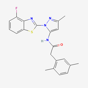 molecular formula C21H19FN4OS B2360535 2-(2,5-二甲基苯基)-N-(1-(4-氟苯并[d]噻唑-2-基)-3-甲基-1H-吡唑-5-基)乙酰胺 CAS No. 1172694-46-0