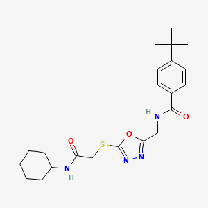 4-(tert-butyl)-N-((5-((2-(cyclohexylamino)-2-oxoethyl)thio)-1,3,4-oxadiazol-2-yl)methyl)benzamide
