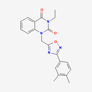 molecular formula C21H20N4O3 B2360540 1-((3-(3,4-dimethylphenyl)-1,2,4-oxadiazol-5-yl)methyl)-3-ethylquinazoline-2,4(1H,3H)-dione CAS No. 1207011-75-3