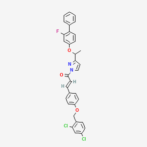 (E)-3-[4-[(2,4-dichlorophenyl)methoxy]phenyl]-1-[3-[1-(3-fluoro-4-phenylphenoxy)ethyl]pyrazol-1-yl]prop-2-en-1-one
