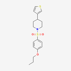molecular formula C18H23NO3S2 B2360546 1-((4-丙氧苯基)磺酰基)-4-(噻吩-3-基)哌啶 CAS No. 1396887-22-1