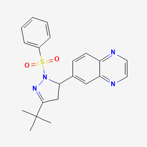 molecular formula C21H22N4O2S B2360547 6-(3-(叔丁基)-1-(苯磺酰基)-4,5-二氢-1H-吡唑-5-基)喹喔啉 CAS No. 1010901-53-7