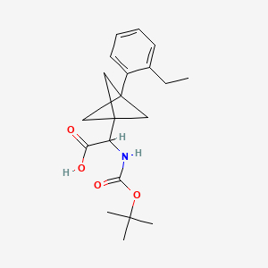 molecular formula C20H27NO4 B2360549 2-[3-(2-Ethylphenyl)-1-bicyclo[1.1.1]pentanyl]-2-[(2-methylpropan-2-yl)oxycarbonylamino]acetic acid CAS No. 2287261-61-2