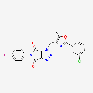 molecular formula C21H15ClFN5O3 B2360551 1-((2-(3-chlorophenyl)-5-methyloxazol-4-yl)methyl)-5-(4-fluorophenyl)-1,6a-dihydropyrrolo[3,4-d][1,2,3]triazole-4,6(3aH,5H)-dione CAS No. 1052604-98-4