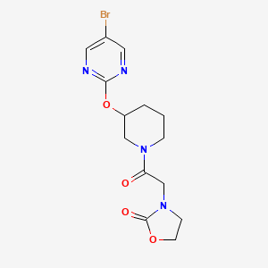 molecular formula C14H17BrN4O4 B2360558 3-(2-(3-((5-溴嘧啶-2-基)氧基)哌啶-1-基)-2-氧代乙基)恶唑烷-2-酮 CAS No. 2034621-44-6