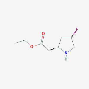 molecular formula C8H14FNO2 B2360572 Ethyl 2-[(2R,4S)-4-fluoropyrrolidin-2-yl]acetate CAS No. 2287247-80-5