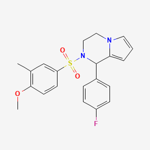 molecular formula C21H21FN2O3S B2360573 1-(4-Fluorophenyl)-2-((4-methoxy-3-methylphenyl)sulfonyl)-1,2,3,4-tetrahydropyrrolo[1,2-a]pyrazine CAS No. 900010-87-9