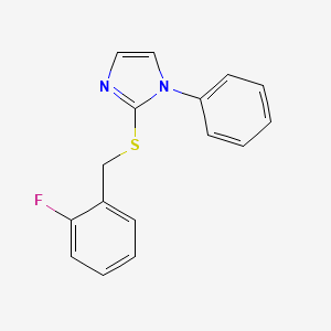 molecular formula C16H13FN2S B2360577 2-fluorobencil 1-fenil-1H-imidazol-2-il sulfuro CAS No. 478046-26-3