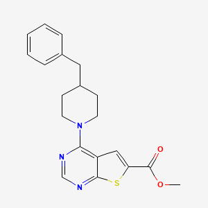 molecular formula C20H21N3O2S B2360580 甲基4-(4-苄基哌啶基)噻吩并[2,3-d]嘧啶-6-羧酸酯 CAS No. 866020-40-8