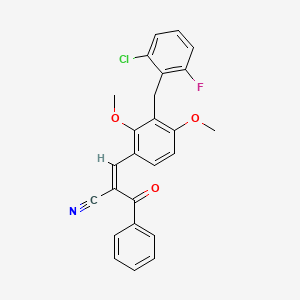 molecular formula C25H19ClFNO3 B2360585 (Z)-2-benzoyl-3-[3-(2-chloro-6-fluorobenzyl)-2,4-dimethoxyphenyl]-2-propenenitrile CAS No. 477869-87-7