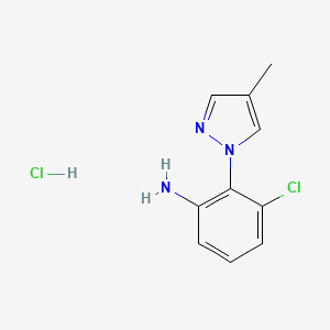 molecular formula C10H11Cl2N3 B2360592 [3-Chloro-2-(4-methyl-1H-pyrazol-1-yl)phenyl]amine hydrochloride CAS No. 1431964-16-7