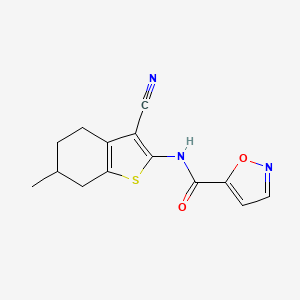 molecular formula C14H13N3O2S B2360595 N-(3-cyano-6-methyl-4,5,6,7-tetrahydrobenzo[b]thiophen-2-yl)isoxazole-5-carboxamide CAS No. 941868-95-7