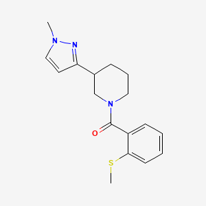 molecular formula C17H21N3OS B2360596 (1-metil-1H-pirazol-3-il)piperidin-1-il)(2-(metiltio)fenil)metanona CAS No. 2034304-21-5