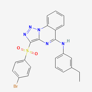 molecular formula C23H18BrN5O2S B2360614 3-[(4-bromophenyl)sulfonyl]-N-(3-ethylphenyl)[1,2,3]triazolo[1,5-a]quinazolin-5-amine CAS No. 895651-46-4