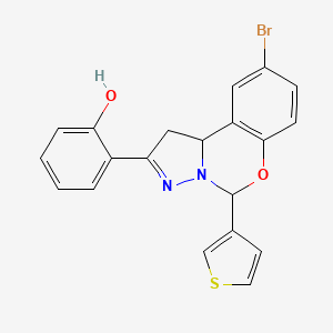 molecular formula C20H15BrN2O2S B2360619 2-(9-溴-5-噻吩-3-基-1,10b-二氢吡唑并[1,5-c][1,3]苯并噁嗪-2-基)苯酚 CAS No. 896618-97-6