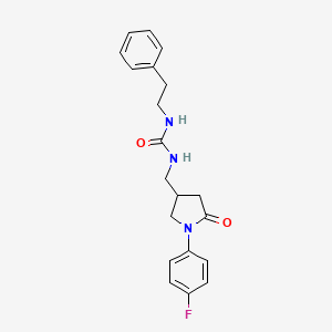 molecular formula C20H22FN3O2 B2360622 1-((1-(4-Fluorophenyl)-5-oxopyrrolidin-3-yl)methyl)-3-phenethylurea CAS No. 955237-21-5