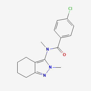 molecular formula C16H18ClN3O B2360624 4-chloro-N-methyl-N-(2-methyl-4,5,6,7-tetrahydro-2H-indazol-3-yl)benzenecarboxamide CAS No. 343375-27-9