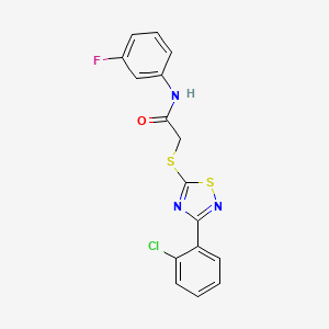 molecular formula C16H11ClFN3OS2 B2360633 2-((3-(2-chlorophenyl)-1,2,4-thiadiazol-5-yl)thio)-N-(3-fluorophenyl)acetamide CAS No. 864919-16-4