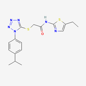 molecular formula C17H20N6OS2 B2360644 N-(5-ethyl-1,3-thiazol-2-yl)-2-[1-(4-propan-2-ylphenyl)tetrazol-5-yl]sulfanylacetamide CAS No. 874467-71-7