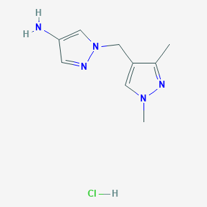 molecular formula C9H14ClN5 B2360652 1-[(1,3-Dimethyl-1H-pyrazol-4-yl)methyl]-1H-pyrazol-4-amine hydrochloride CAS No. 1432026-25-9