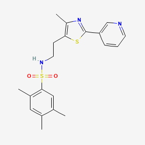 molecular formula C20H23N3O2S2 B2360654 2,4,5-trimethyl-N-[2-(4-methyl-2-pyridin-3-yl-1,3-thiazol-5-yl)ethyl]benzenesulfonamide CAS No. 873009-96-2