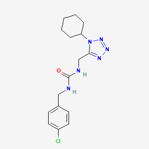 molecular formula C16H21ClN6O B2360657 1-(4-chlorobenzyl)-3-((1-cyclohexyl-1H-tetrazol-5-yl)methyl)urea CAS No. 921110-69-2