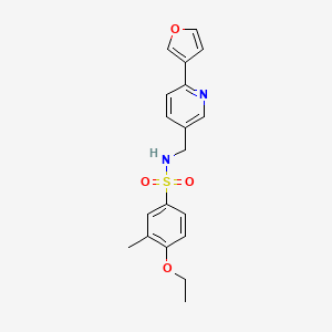 molecular formula C19H20N2O4S B2360658 4-ethoxy-N-((6-(furan-3-yl)pyridin-3-yl)methyl)-3-methylbenzenesulfonamide CAS No. 2034466-39-0