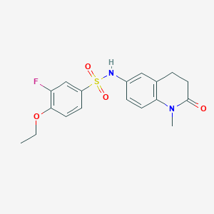 molecular formula C18H19FN2O4S B2360660 4-エトキシ-3-フルオロ-N-(1-メチル-2-オキソ-1,2,3,4-テトラヒドロキノリン-6-イル)ベンゼンスルホンアミド CAS No. 921915-99-3