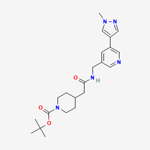 molecular formula C22H31N5O3 B2360671 tert-butyl 4-(2-(((5-(1-methyl-1H-pyrazol-4-yl)pyridin-3-yl)methyl)amino)-2-oxoethyl)piperidine-1-carboxylate CAS No. 2034309-75-4